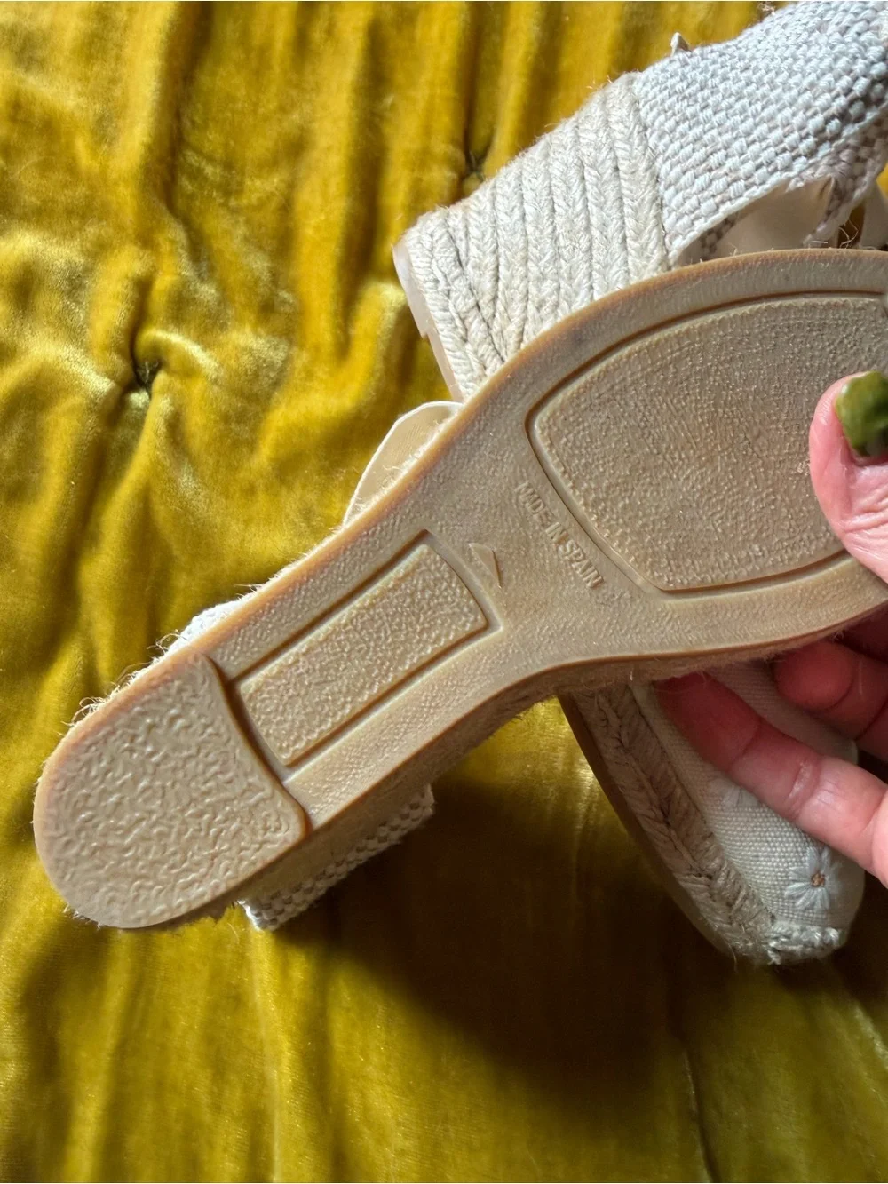 Sezane Beige with embroided daisies Espadrille Platform Sandals - Women
